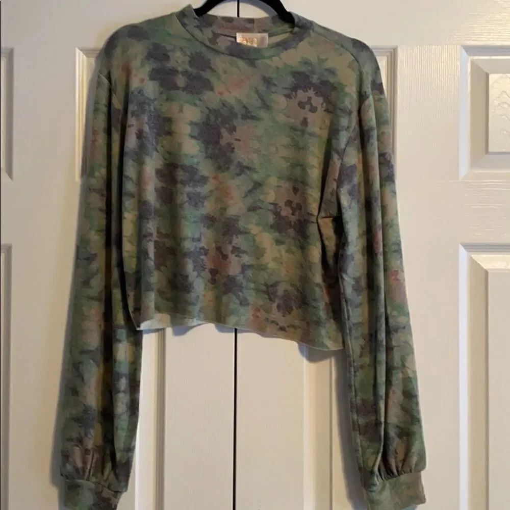 BEACH RIOT Cozy Abstract Colorful Print Ava Cropped Sweater Large